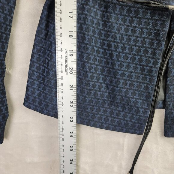 Tahari ASL Black & Blue Geometric Pattern Rope Waist Women's Blazer | Size 4 - Picture 5 of 7